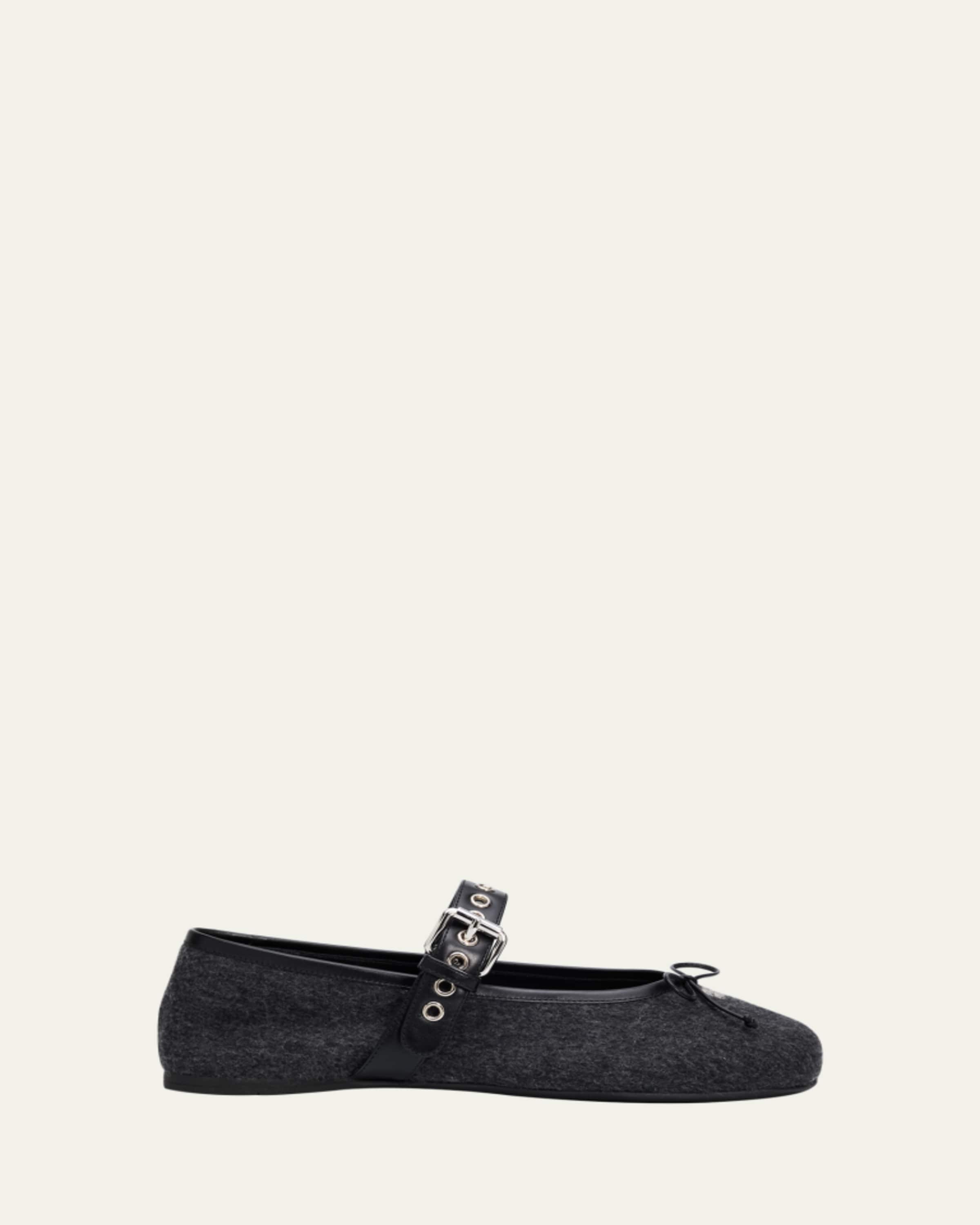 Miu Miu Mesh Buckle Mary-Jane Ballerina Flats - Bergdorf Goodman