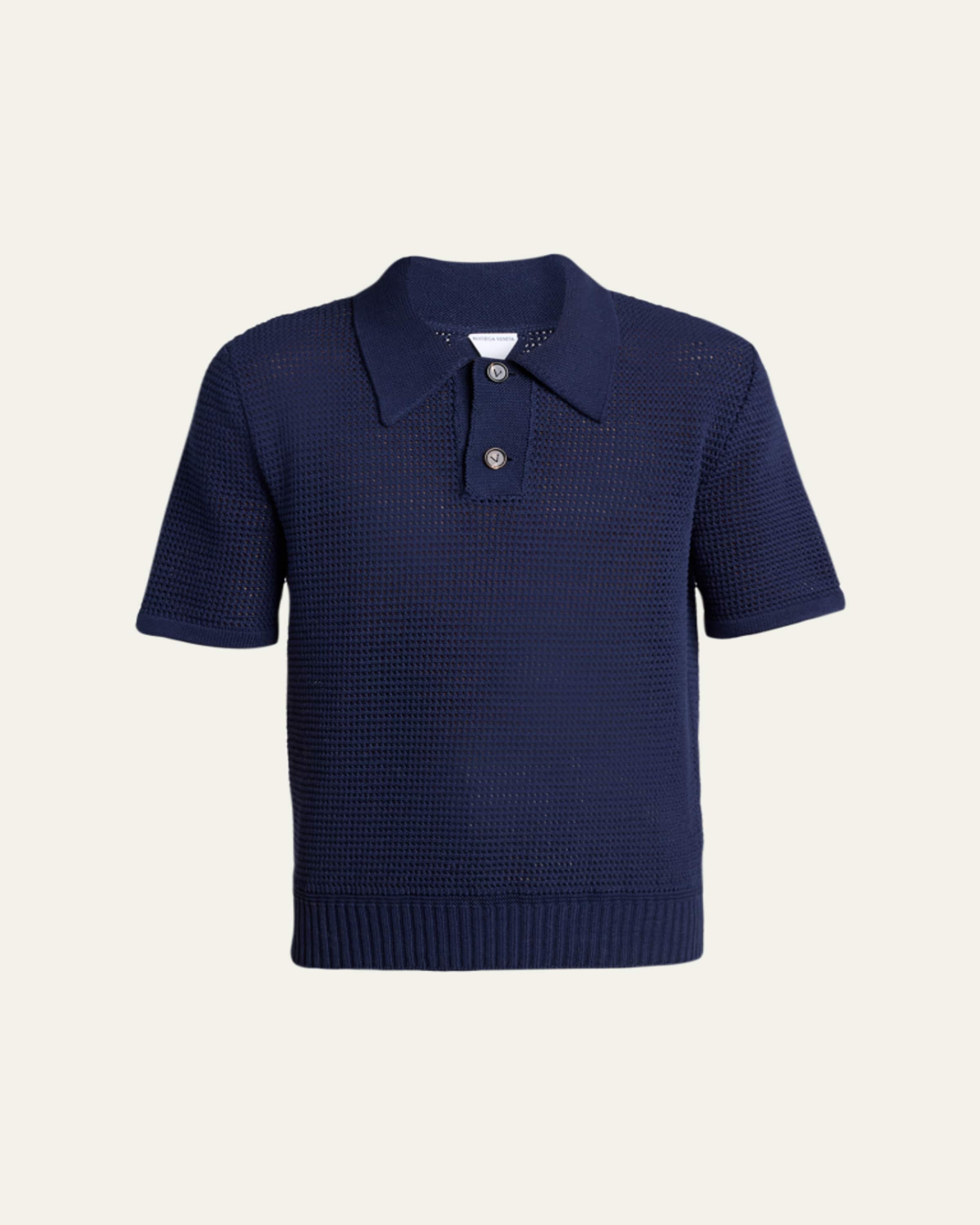 Bottega Veneta Men's Linen-Knit Polo - Bergdorf Goodman