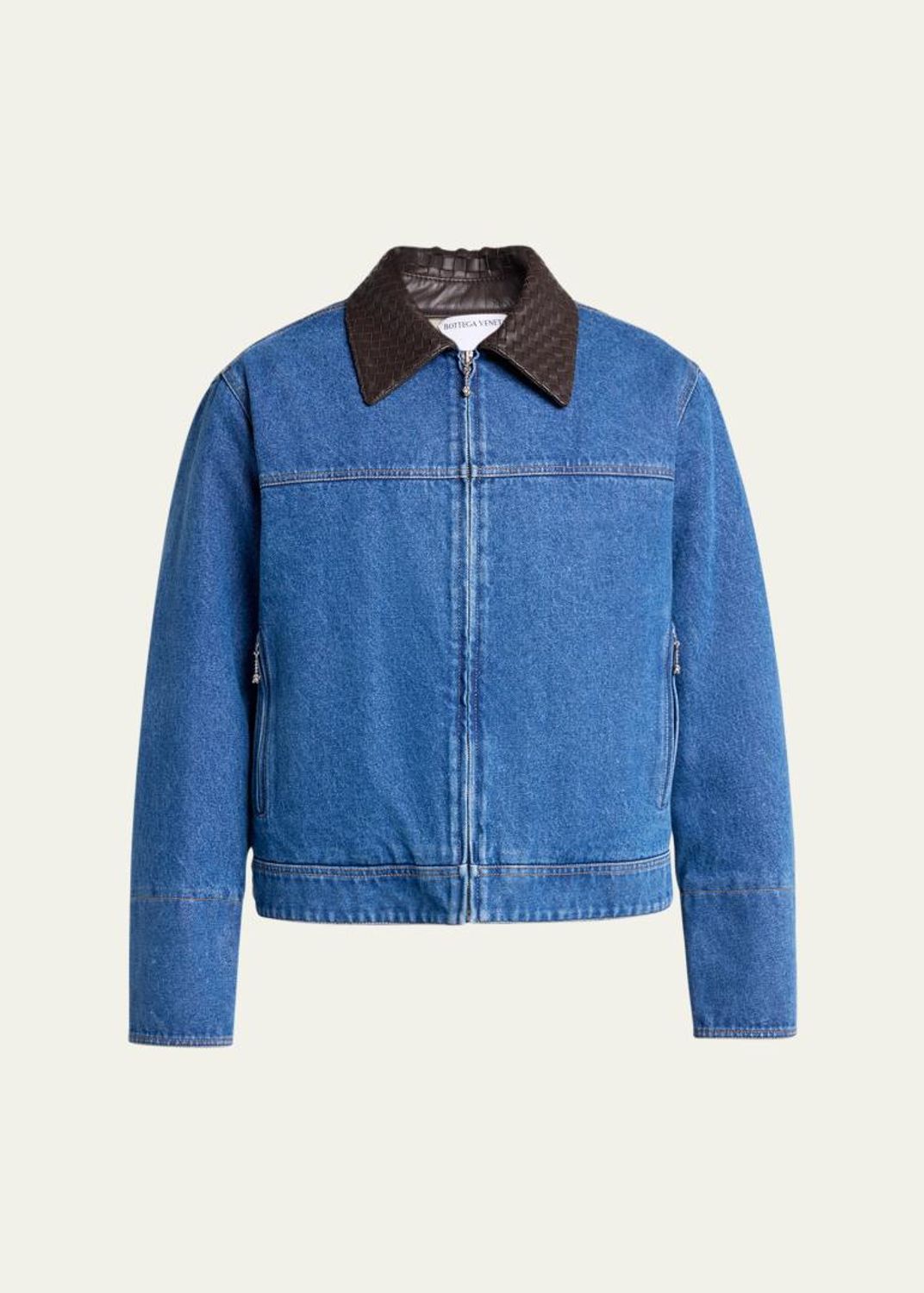 Givenchy Men's Medium Blue Denim Jacket with Leather Label
