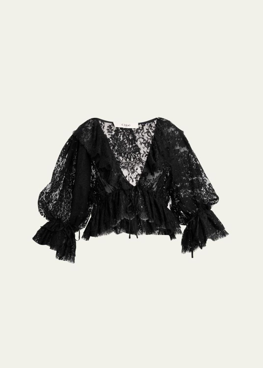 Chloe Dots-Print Silk Jacquard Ruffle Blouse - Bergdorf Goodman