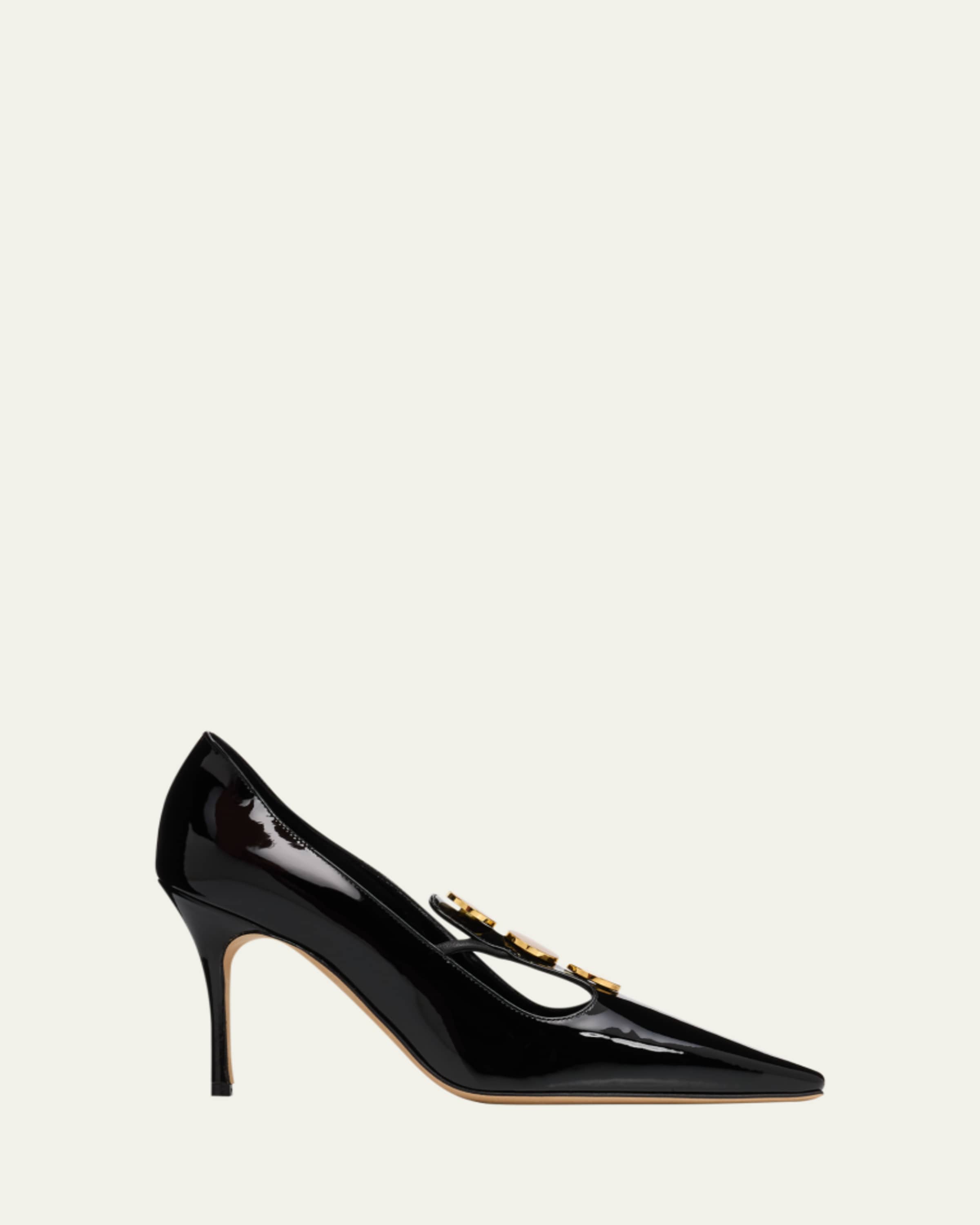 Manolo Blahnik 90mm Taylerbinu Leopard Mixed Leather Pumps