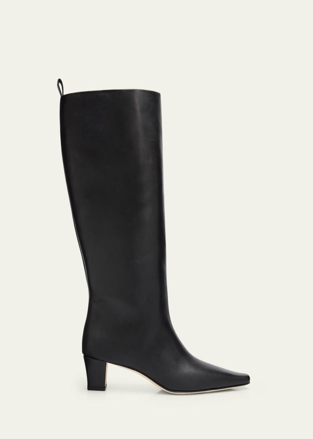 Prada Triangle Logo Leather Block-Heel Knee Boots - Bergdorf Goodman