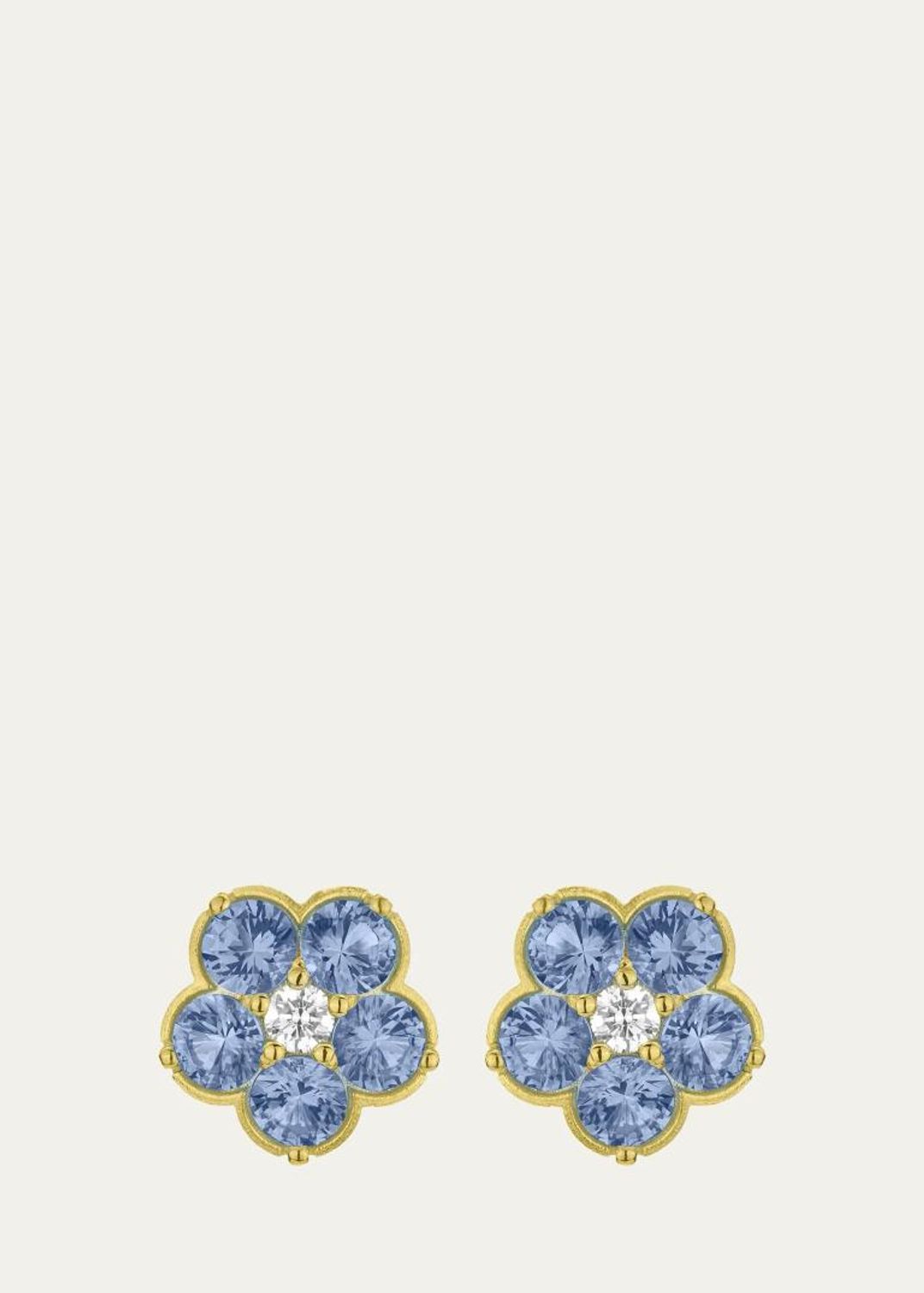 Paul Morelli 18K White Gold Diamond and Blue Sapphire Dahlia Stud ...