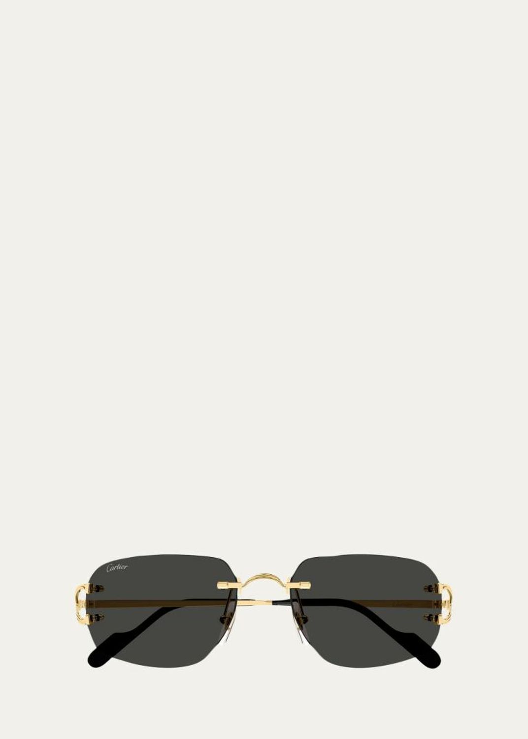 Cartier Men's Rimless Metal and Nylon Rectangle Sunglasses - Bergdorf ...