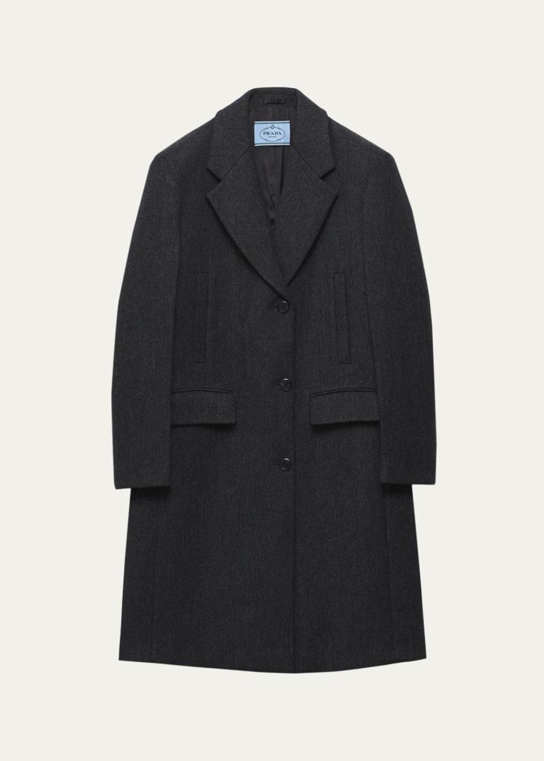 Prada Long Wool Coat with Pearl Buttons - Bergdorf Goodman