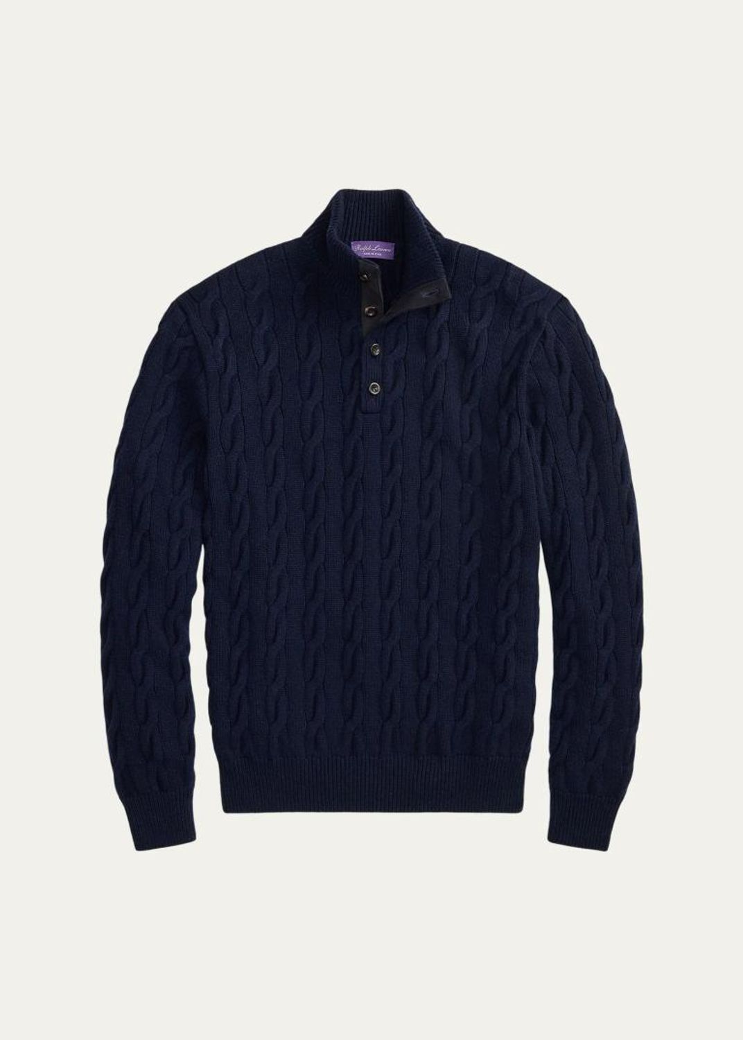 Ralph Lauren Purple Label Men's Cable-Knit Cashmere Mock Neck