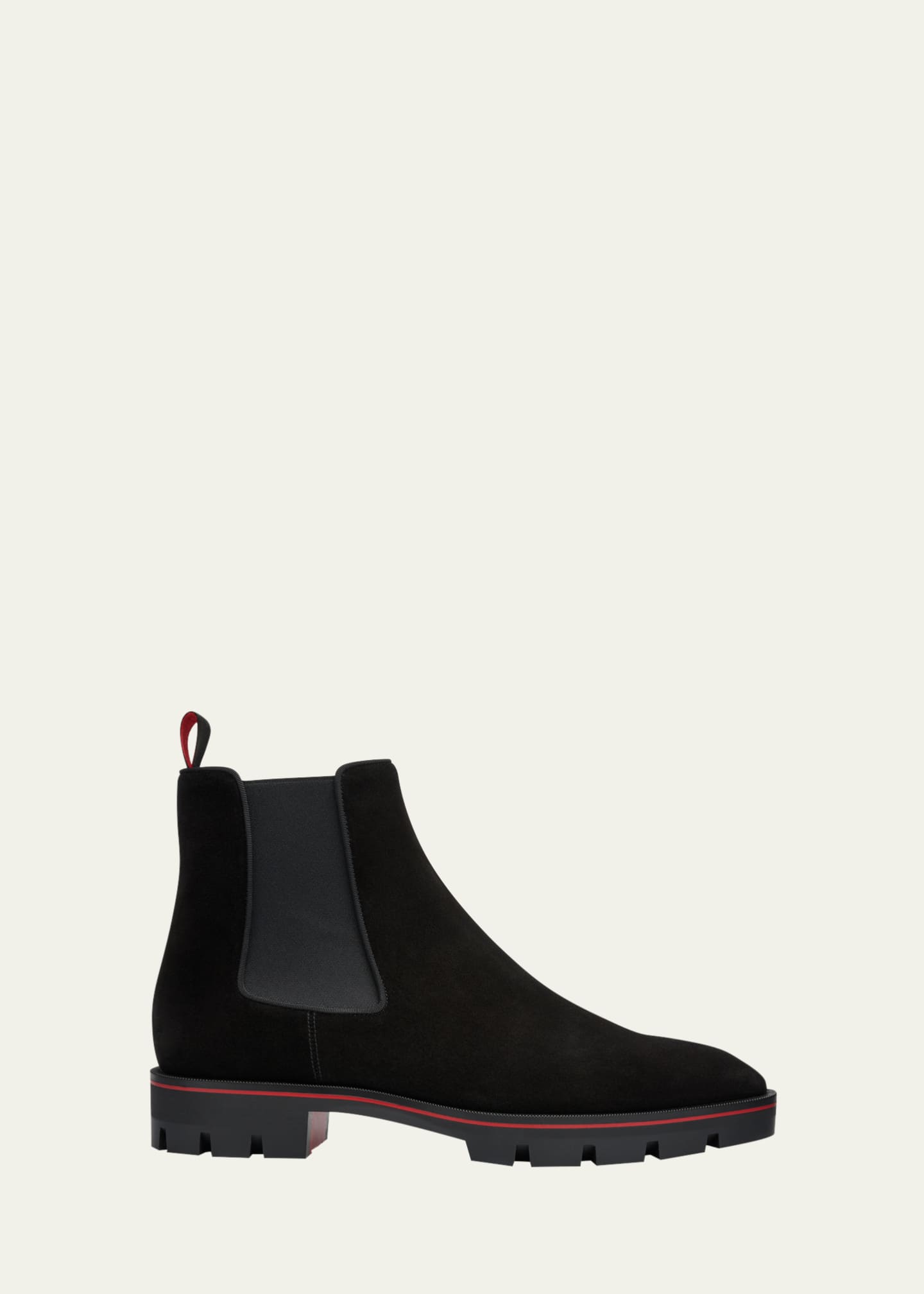 Christian Louboutin Leather Studded Accents Chelsea Boots - Black