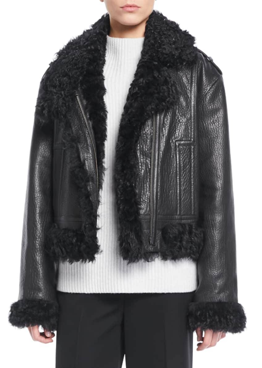 Vince leather shearling moto jacket hot sale