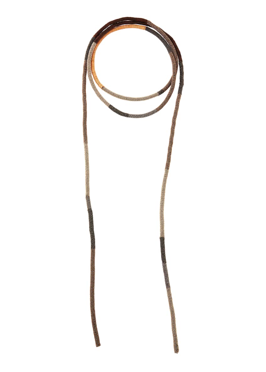 Brunello Cucinelli Monili and Leather Wrap Necklace Image 1 of 4