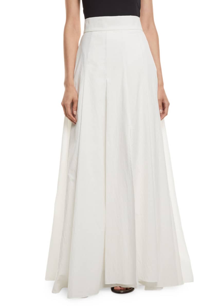 Brunello Cucinelli Slit-Leg Poplin Maxi Skirt Image 1 of 3