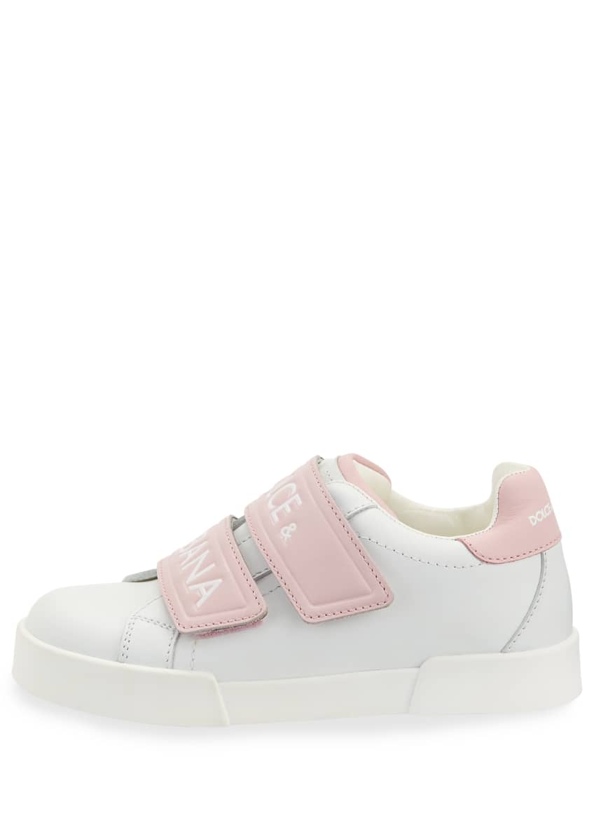 Dolce&Gabbana Double-Strap Two-Tone Leather Logo Sneakers, Kids and ...