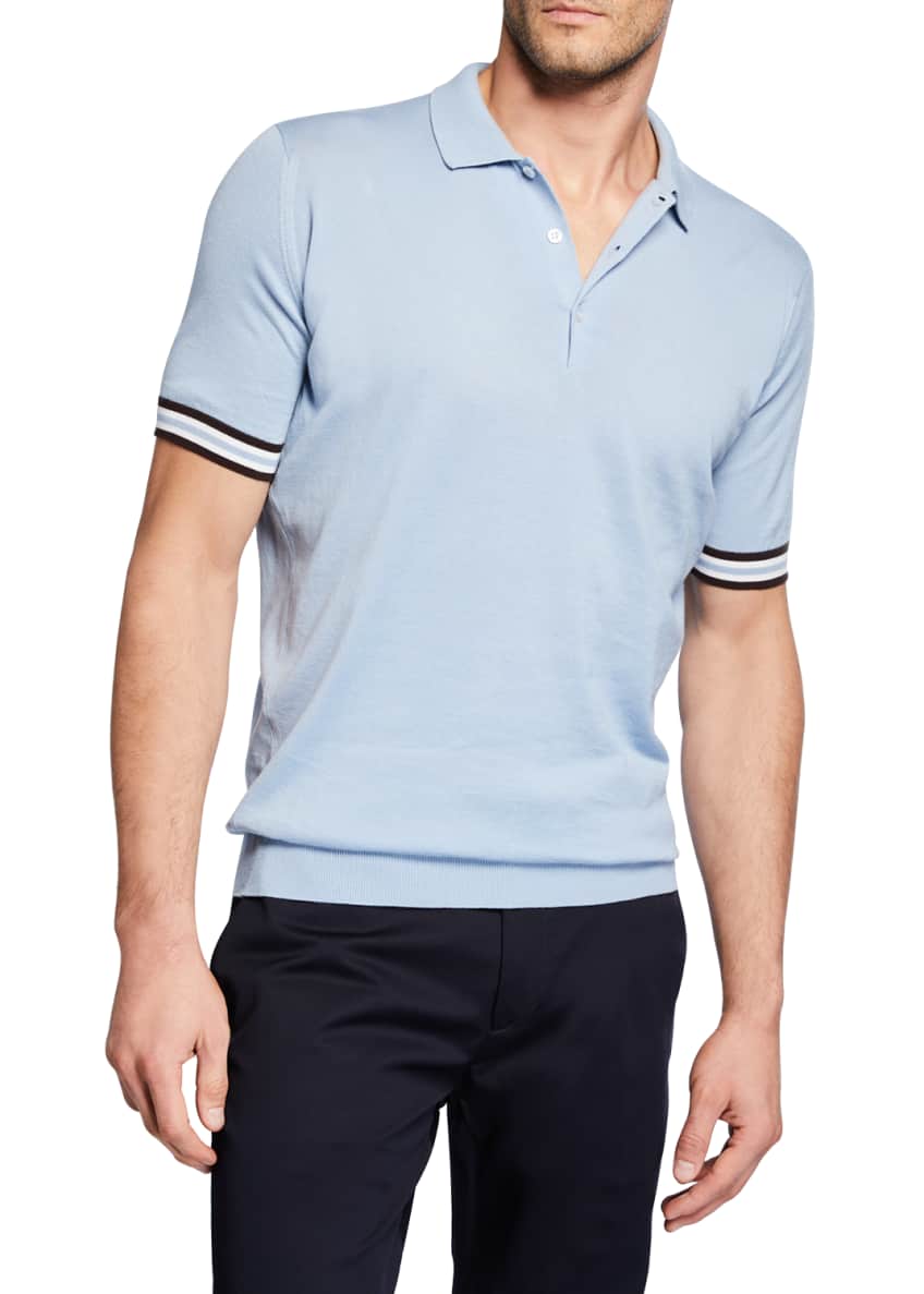 Lou Dalton x John Smedley Men's Knit Contrast Tipping Short-Sleeve Polo Shirt Image 1 of 5