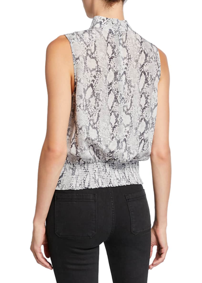 FRAME Sleeveless Snake-Print Party Top Image 2 of 4
