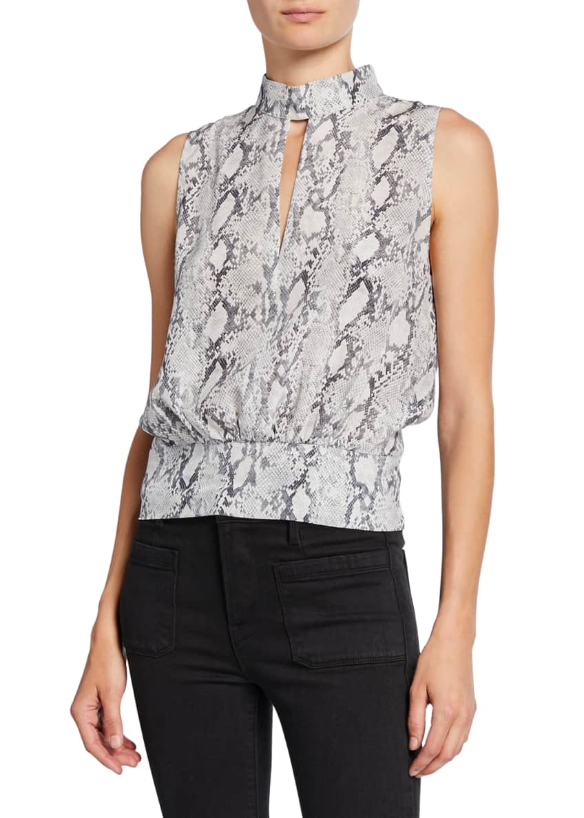 FRAME Sleeveless Snake-Print Party Top Image 1 of 4