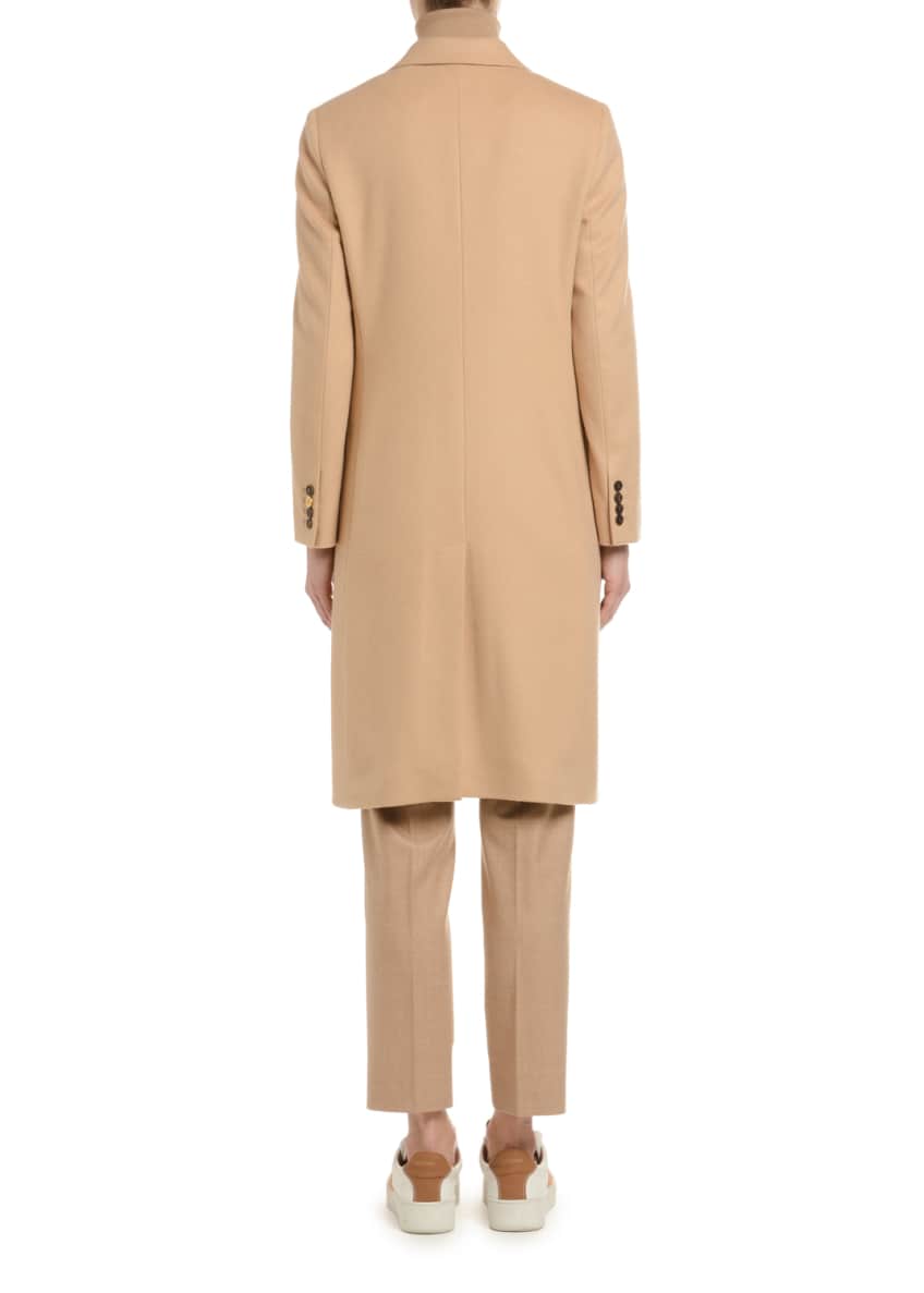 Agnona Cashmere Single-Breasted Slim Coat, Camel Image 2 of 7