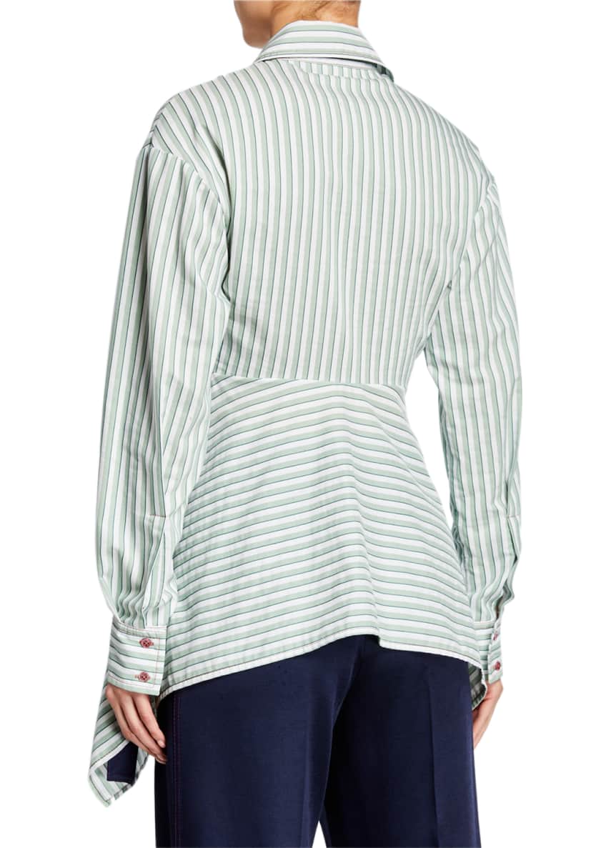 Sies Marjan Striped Cotton Asymmetric Button-Front Shirt Image 2 of 2