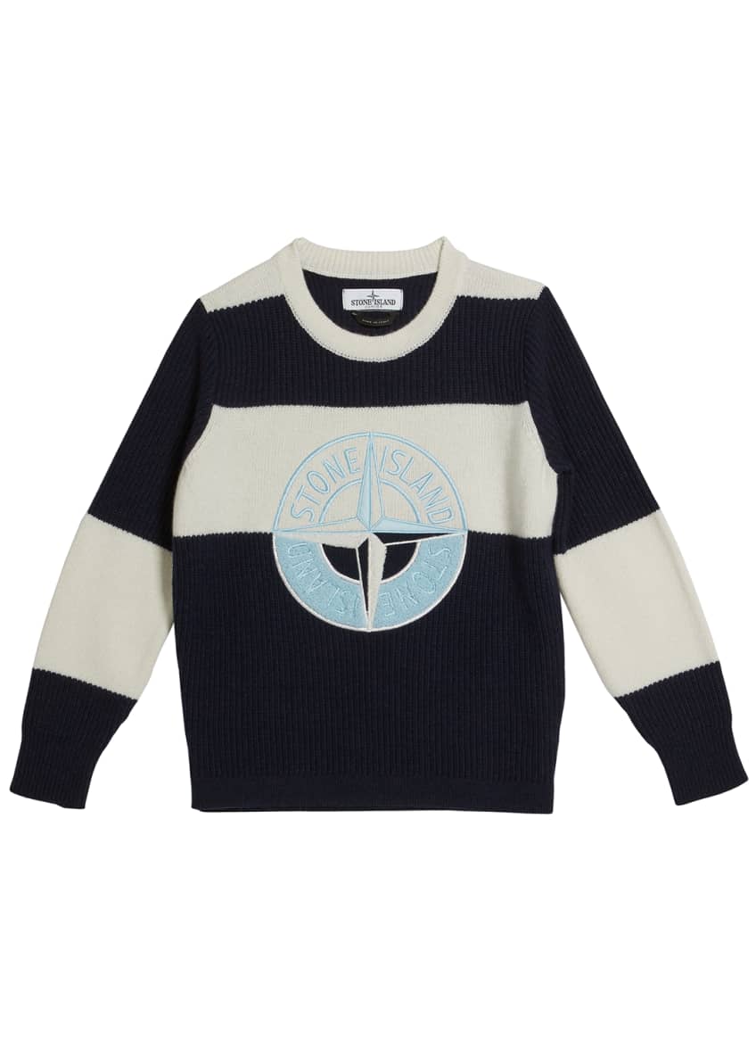 Stone Island Colorblock Logo Embroidered Sweater, Size 2-6