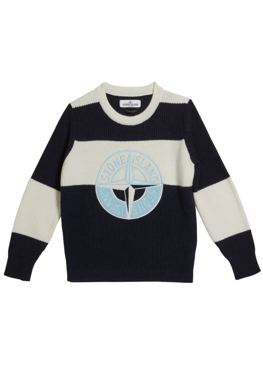 Stone Island Colorblock Logo Embroidered Sweater, Size 12 Image 1 of 2