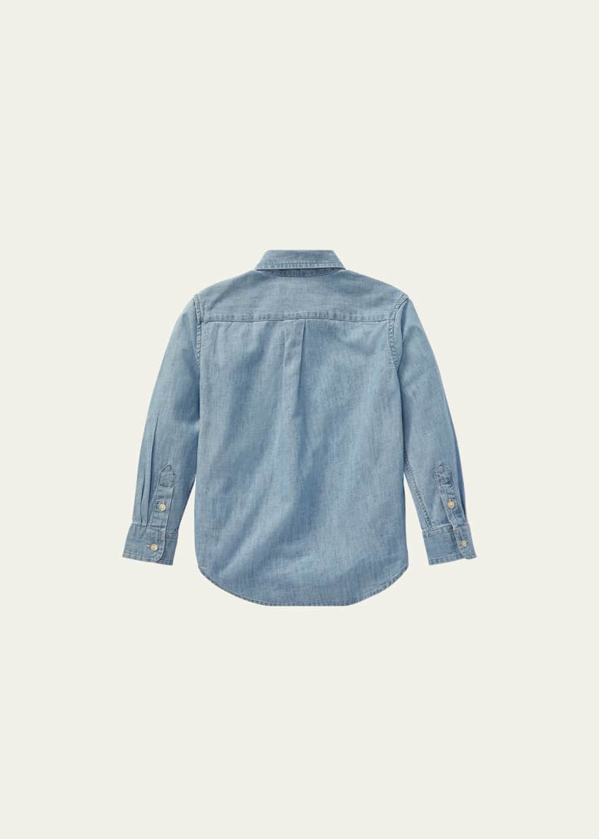 Ralph Lauren Childrenswear Woven Chambray Shirt, Size 2-7 Image 2 of 2