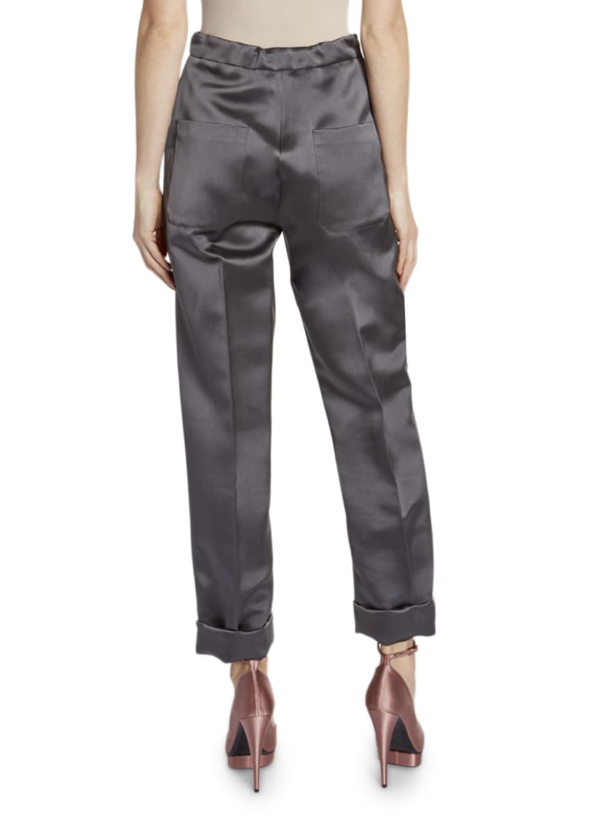 TOM FORD Silk Duchesse Front Pleated Crop Pants Image 2 of 4