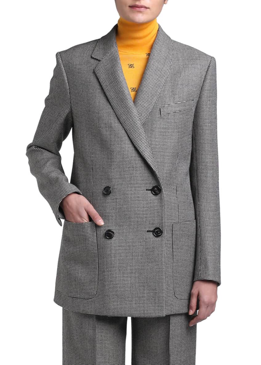 Fendi Pixel-Wool Double-Breasted Jacket Image 2 of 3
