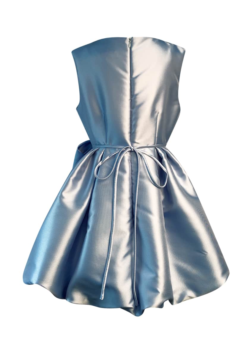 Helena Girl's Satin Pleated Dress w/ Oversized Bow, Size 2-6 Image 2 of 4