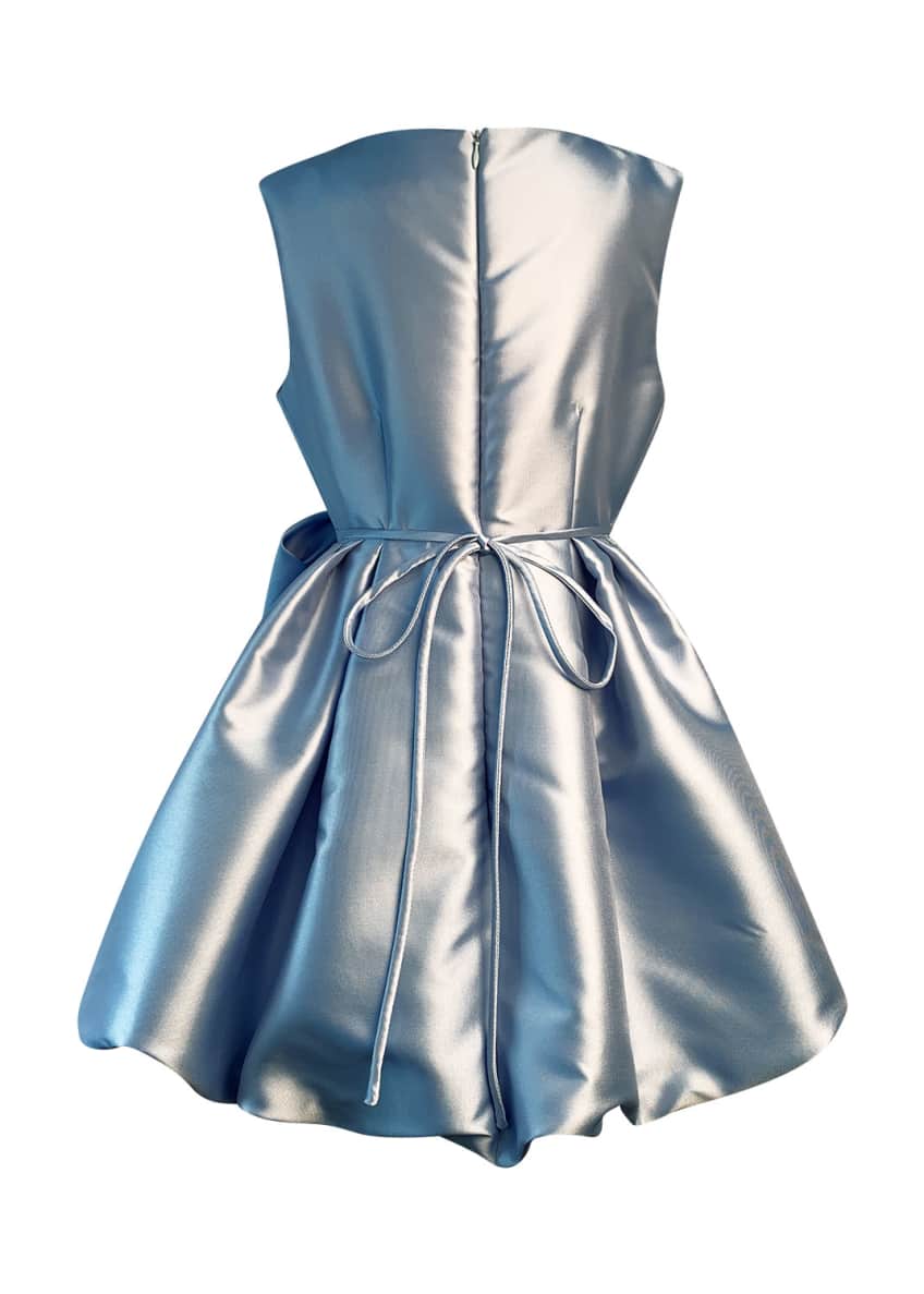 Helena Girl's Satin Pleated Dress w/ Oversized Bow, Size 7-14 Image 2 of 2