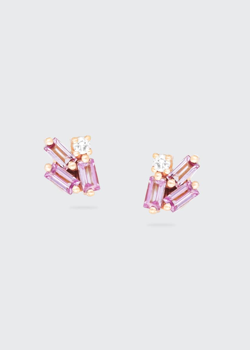 Suzanne Kalan 18K Rose Gold Forward Pink Sapphire Stud Earrings with ...