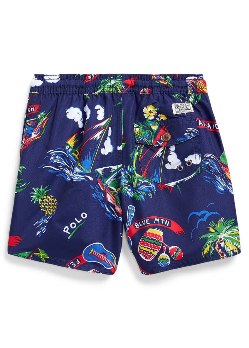 Ralph Lauren Childrenswear Boy's Captiva Tropical Printed Swim Trunks, Size 5-7 Image 2 of 4