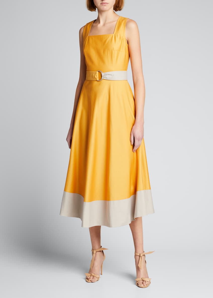 Akris punto Sleeveless Belted Midi Dress Image 1 of 5