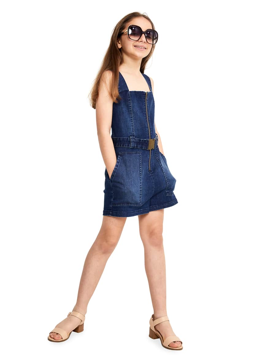 Bardot Junior Girl s Nel Zip Up Dark Wash Denim Romper Size 4 7 and Matching Items Matching Items Bergdorf Goodman