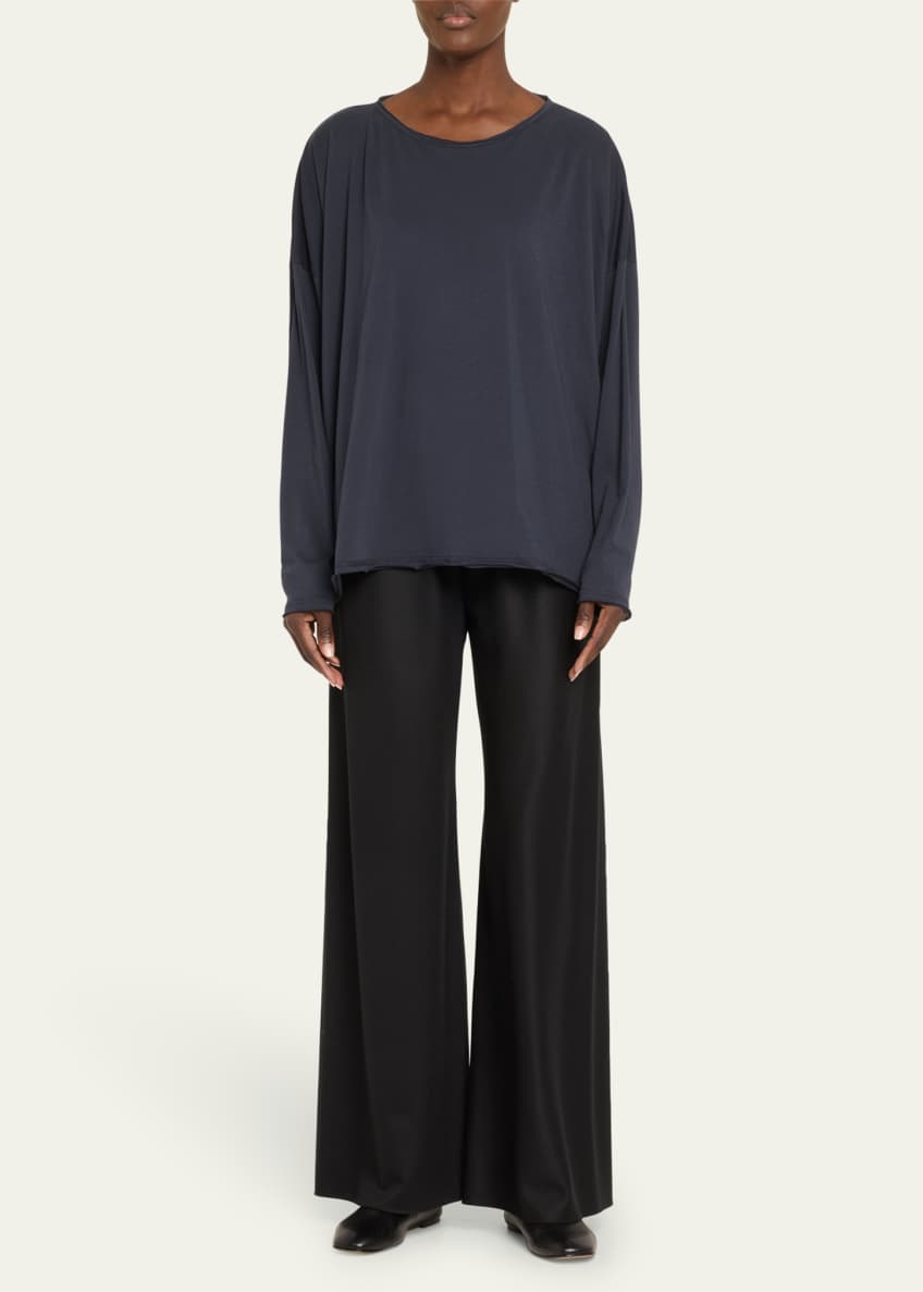 Eskandar Long-Sleeve Scoop-Neck Lightweight T-Shirt, Blue, Women's, Shirts Tops Blouses Long-Sleeve T-shirts Tees Eskandar Long-Sleeve Scoop-Neck Lightweight T-Shirt, Blue, Women's, Shirts Tops Blouses Long-Sleeve T-shirts Tees