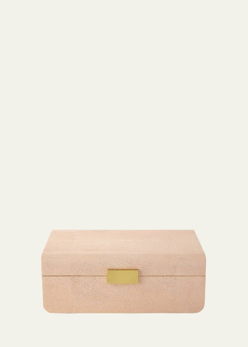 AERIN Large Blush Modern Faux Shagreen Decorative Box Image 1 of 2