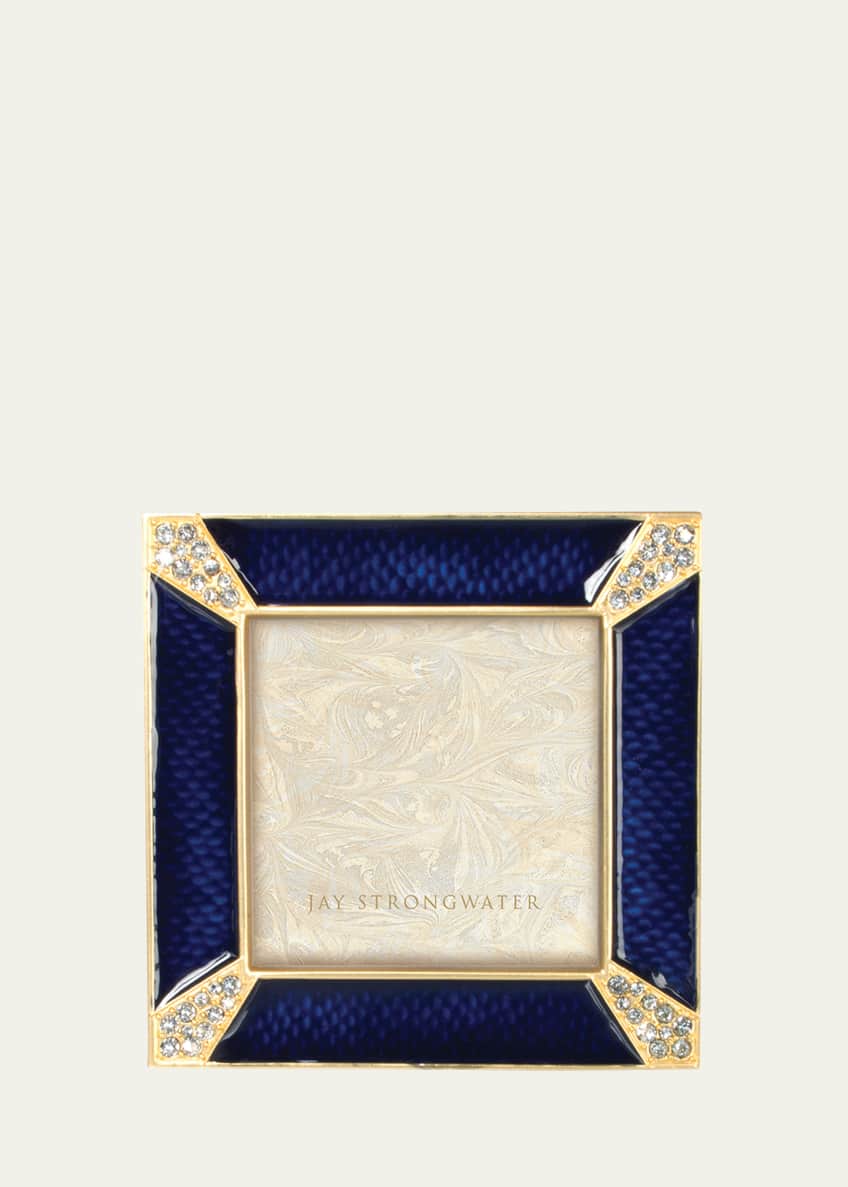 Jay Strongwater Leland Indigo Pave Corner 2" Square Picture Frame