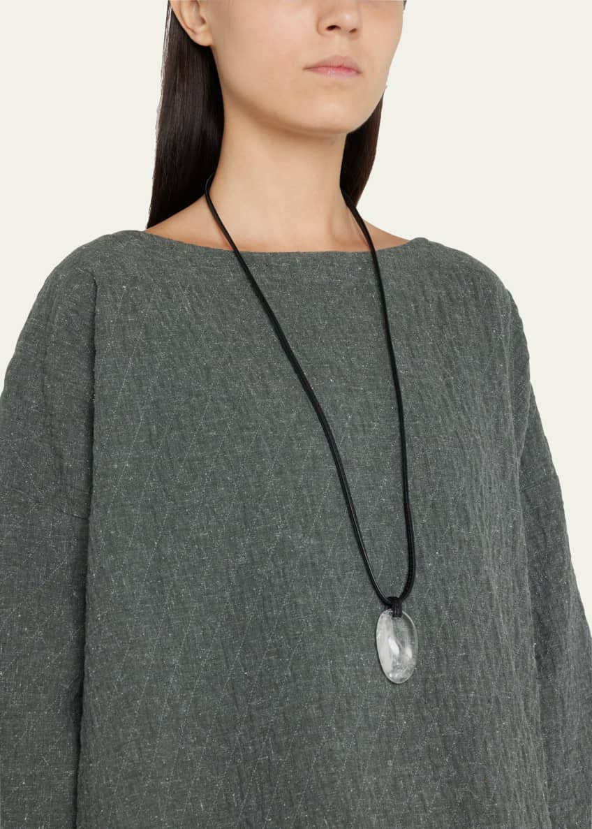 Eskandar Crystal Pendant Necklace on Leather Cord Image 2 of 2