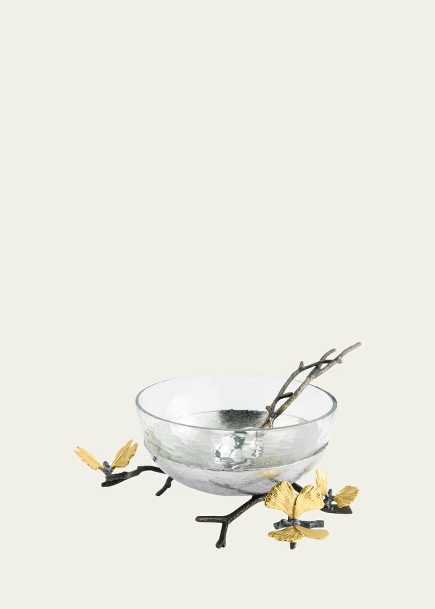 Michael Aram Butterfly Ginkgo Glass Nut Dish with Spoon Bergdorf Goodman