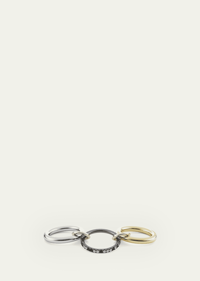 Spinelli Kilcollin Libra 18k Gold & Silver 3-Link Ring w/ Micropave Diamonds Image 2 of 3