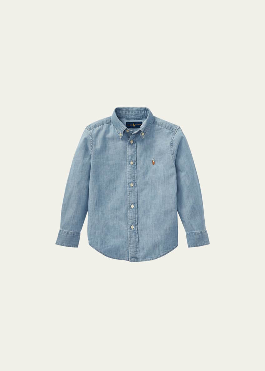 Ralph Lauren Childrenswear Woven Chambray Shirt, Size 2-7 Image 1 of 2