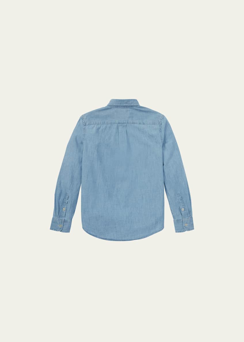 Ralph Lauren Childrenswear Boy's Woven Chambray Shirt, Size S-XL Image 2 of 4