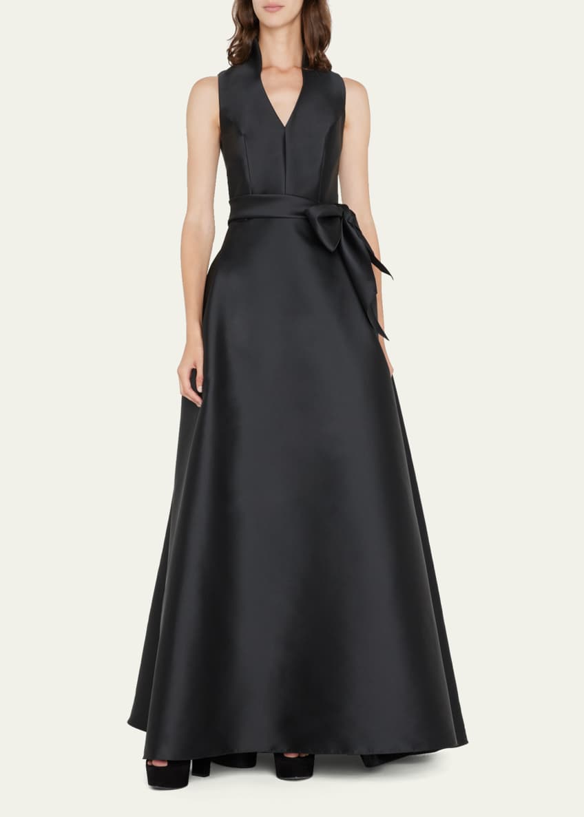 Carolina Herrera Satin V-Neck Gown Image 2 of 5