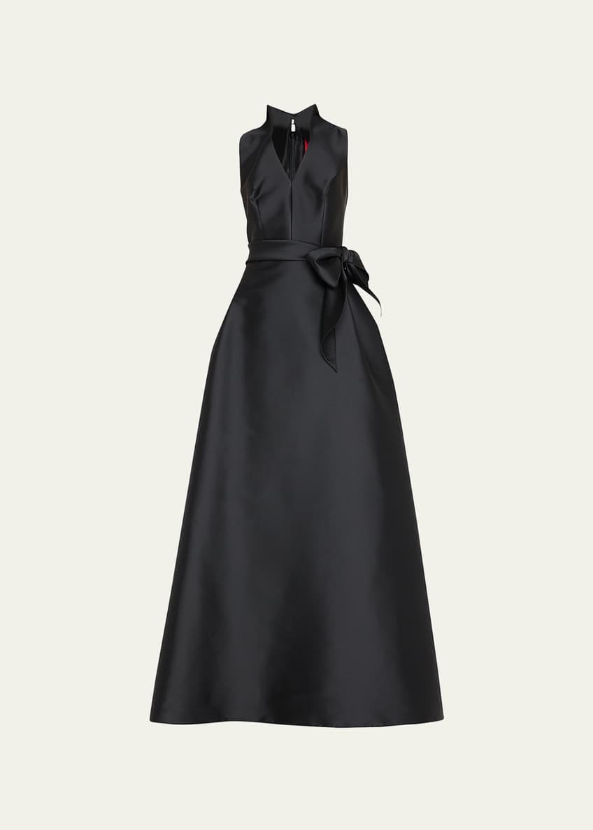 Carolina Herrera Satin V-Neck Gown Image 1 of 5
