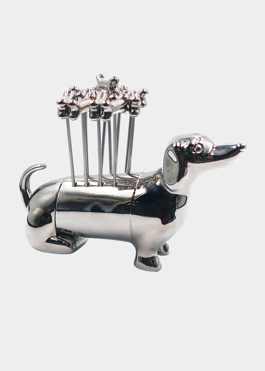 Bone Cocktail Picks with Dachshund Holder