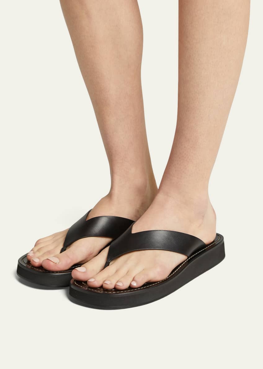 THE ROW Ginza Flip-Flop Smooth Calfskin Sandals Image 2 of 6