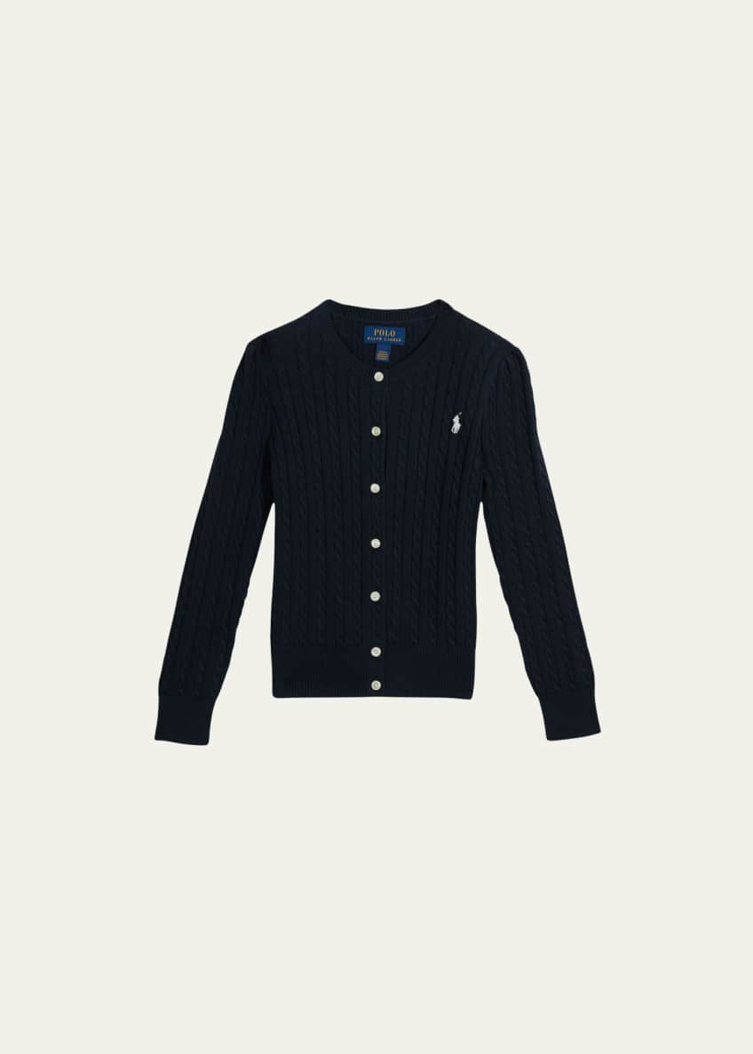 Ralph Lauren Childrenswear Girl's Cable-Knit Cotton Cardigan, Size 2-4 Image 1 of 2