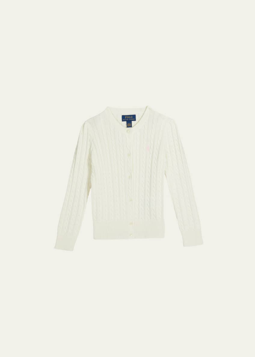 Ralph Lauren Childrenswear Girl's Cable-Knit Ribbed Cardigan, Size 2-4 Image 1 of 2