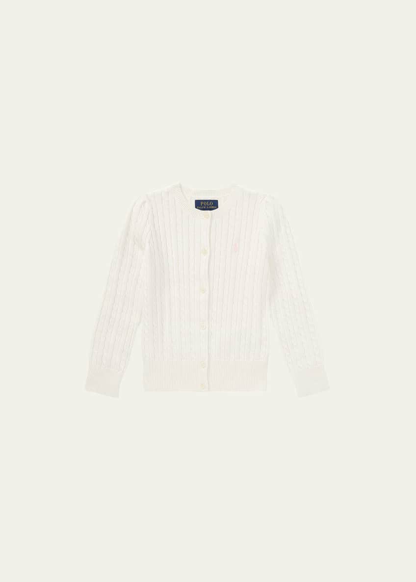 Ralph Lauren Childrenswear Girl's Cable-Knit Ribbed Cardigan, Size 2-6X Image 1 of 2