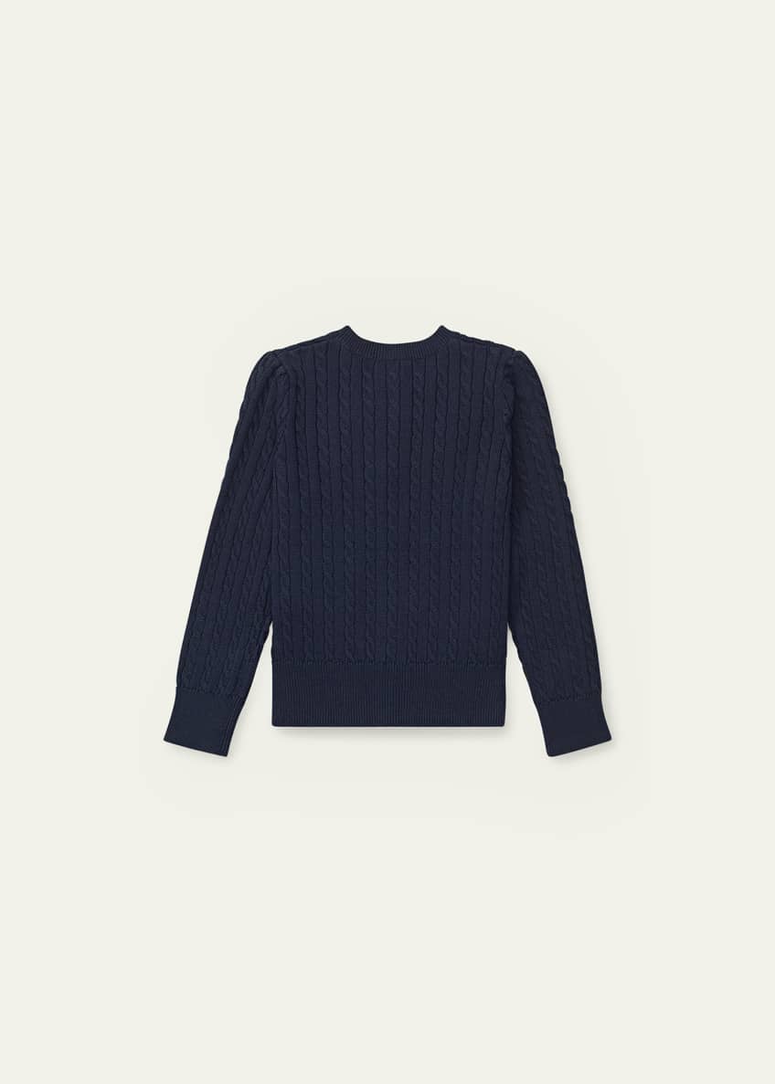 Ralph Lauren Childrenswear Girl's Cable-Knit Ribbed Cardigan, Size 5-6X Image 2 of 2