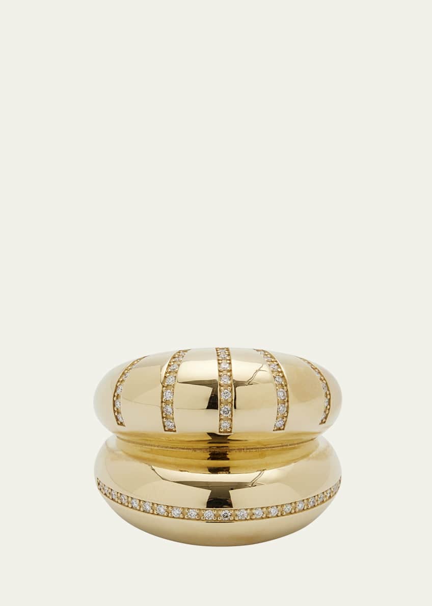 Lauren Rubinski Yellow Gold Double Ring with Diamonds - Bergdorf Goodman