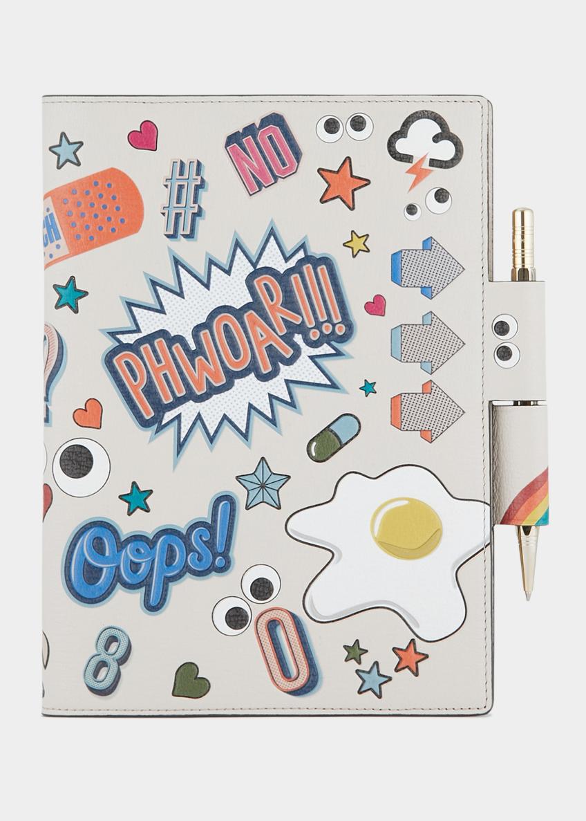 Anya Hindmarch A5 AllOver Sticker Leather Journal Bergdorf Goodman