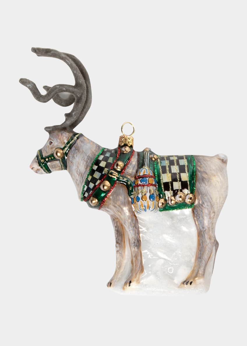 MacKenzieChilds Santa's Reindeer Glass Ornament Bergdorf Goodman